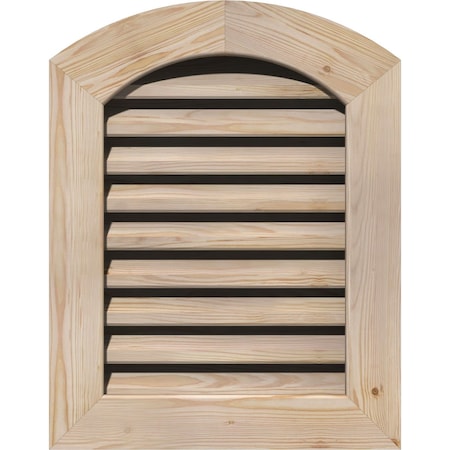 Arch Top Gable Vent Unfinished, Functional, Pine Gable Vent W/ 1 X 4 Flat Trim Frame, 20W X 34H